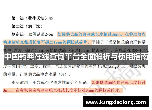 中国药典在线查询平台全面解析与使用指南 中国药典在线查询平台全面解析与使用指南